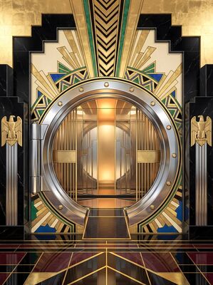 Art Deco Bank Vault Entrance Canvas Painting