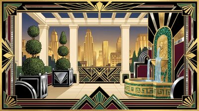 Art Deco Rooftop Garden Canvas Painting