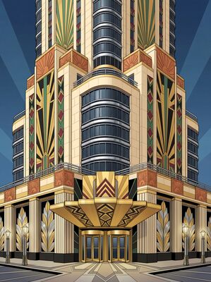 Art Deco Apartment Building Canvas Wall Art