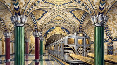 Art Deco Underground Station Canvas Painting