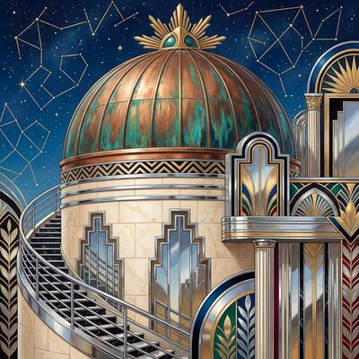 Art Deco Observatory Dome Canvas Wall Art