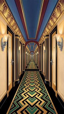 Art Deco Hotel Corridor Canvas Wall Art
