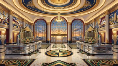 Art Deco Airport Terminal Canvas Painting