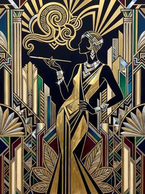 Elegant Cigarette Holder Silhouette Canvas Wall Art
