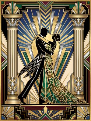Elegant Dancing Couple Silhouette Canvas Wall Art