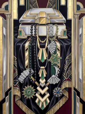 Elegant Costume Jewelry Cascade Canvas Wall Art