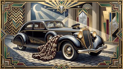 Elegant Fur Coat and Automobile Canvas Wall Art