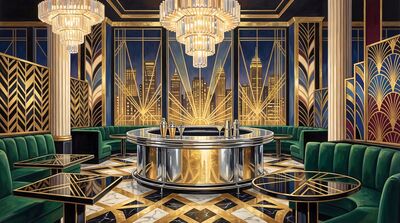 Vintage Cocktail Lounge Panorama Canvas Painting