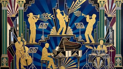 Art Deco Jazz Band Silhouettes Canvas Painting