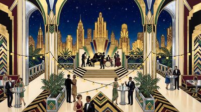 Golden Rooftop Jazz Terrace Canvas Wall Art