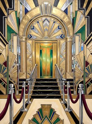 Golden Club Entrance Velvet Rope Canvas Wall Art