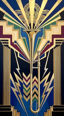 Golden Trombone Slide Canvas Painting