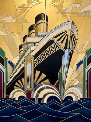Art Deco Ocean Liner Bow Canvas Painting