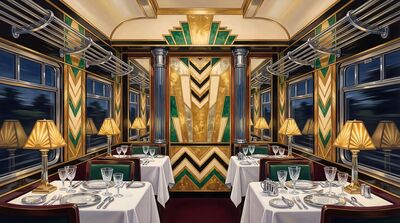 Golden Age Train Dining Car Canvas Wall Art