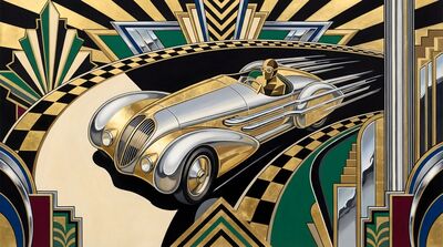 Golden Age Racing Car Streamlined Canvas Wall Art