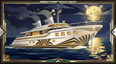 Golden Age Yacht on Moonlit Water Canvas Wall Art