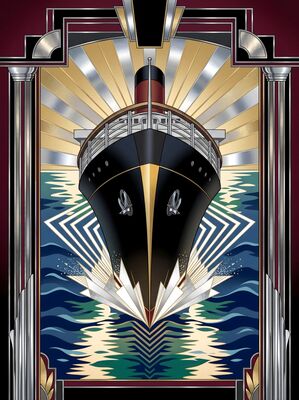 Art Deco Ship Bow Wave Canvas Painting