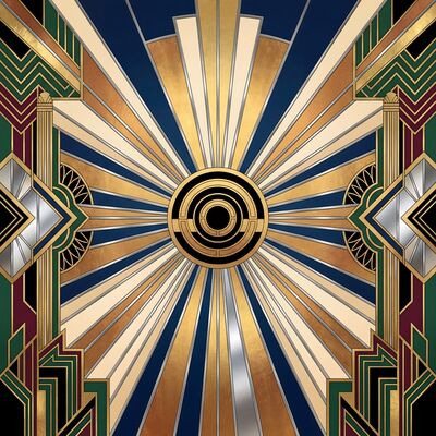 Art Deco Sunburst Radiating Motif Canvas Wall Art