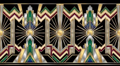 Art Deco Geometric Border Repeat Canvas Wall Art