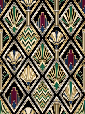 Art Deco Diamond Lattice Pattern Canvas Painting