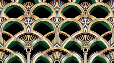 Art Deco Interlocking Arches Canvas Painting