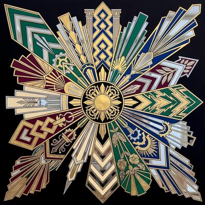 Art Deco Radial Mandala Canvas Painting