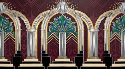 Art Deco Keystone Arch Repeating Canvas Painting