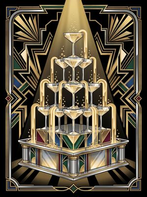 Vintage Champagne Tower Pyramid Canvas Painting
