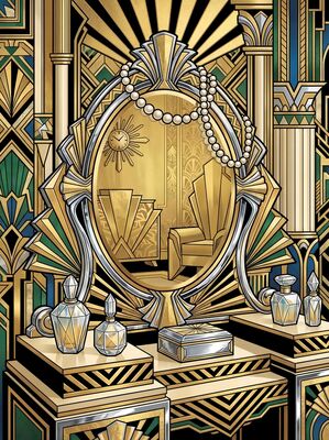 Art Deco Ornate Vanity Mirror Canvas Wall Art