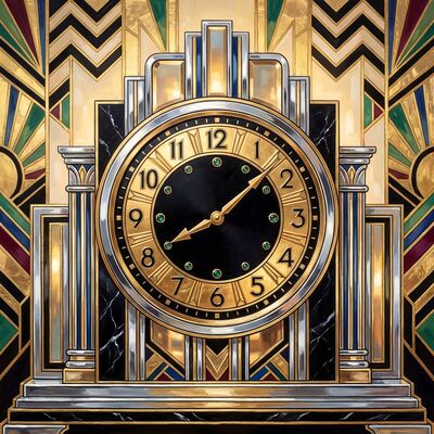 Art Deco Clock Face Geometric Canvas Wall Art