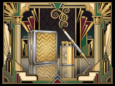 Art Deco Cigarette Case and Lighter Canvas Wall Art