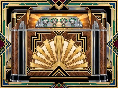Vintage Art Deco Radio Console Canvas Painting
