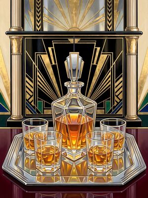 Vintage Crystal Decanter Set Canvas Painting