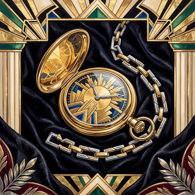 Vintage Pocket Watch Chain Canvas Painting