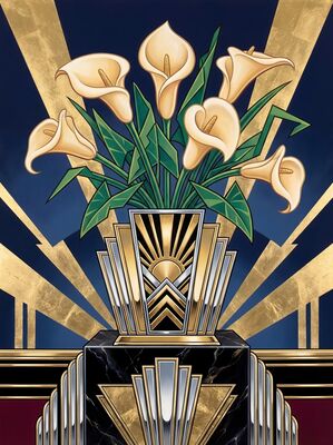 Vintage Vase with Calla Lilies Canvas Painting