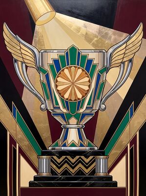 Art Deco Geometric Trophy Cup Canvas Wall Art