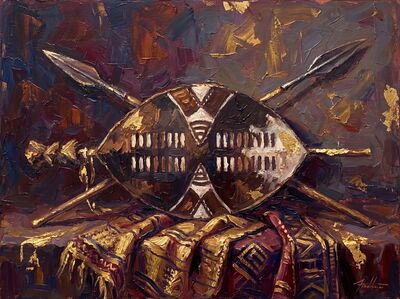 Zulu Shield and Spear Canvas Wall Art