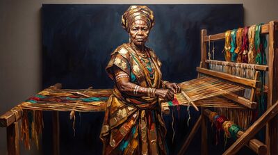 African Loom Weaving Canvas Wall Art