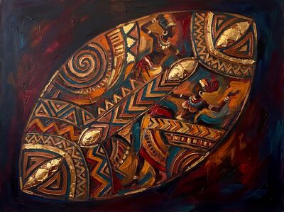 African Shield Geometric Canvas Wall Art