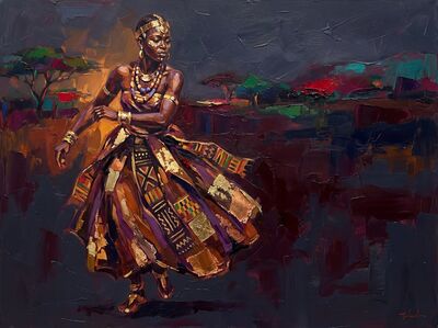 African Ceremonial Dancer Canvas Painting