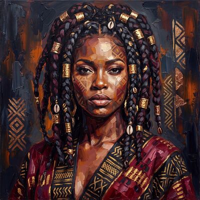 African Braided Hair Canvas Wall Art