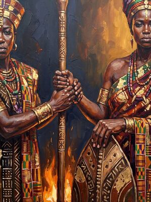 Ceremonial Fire Warriors Canvas Painting