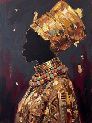 African Queen Headdress Canvas Painting