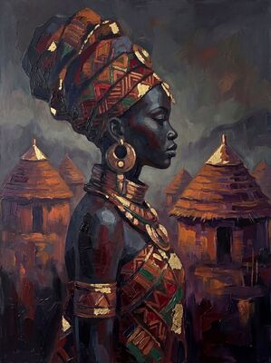 African Highland Village Canvas Wall Art