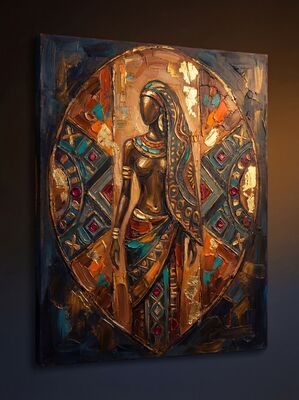 Bold Tribal Shield Pattern Canvas Painting