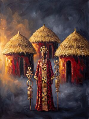 Beehive Huts Misty Canvas Painting