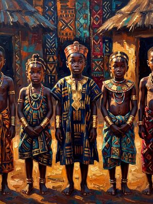 African Children Playing Canvas Wall Art