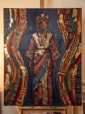 Earth Tone Mudcloth Canvas Painting