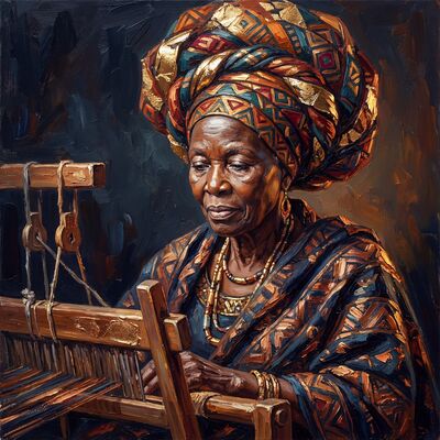 African Weaver Portrait Canvas Painting