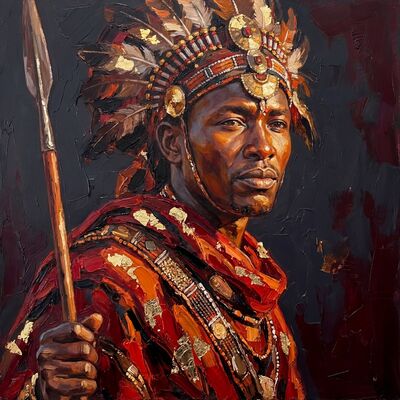 Maasai Warrior Spear Canvas Wall Art